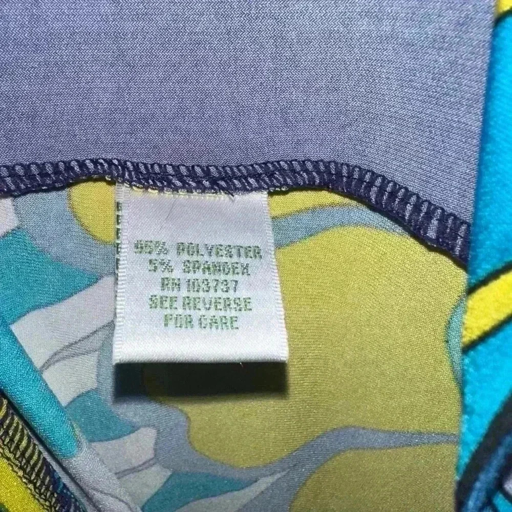 Women's Donna Morgan Dress, Size 6, NavyTeal Vintage Psychedelic Mod Shift Dress - Picture 8 of 11